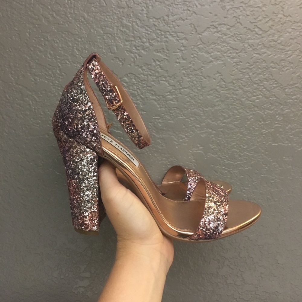 Steve Madden rose gold glitter heels